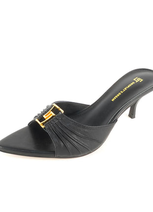2024 New Women's Summer Pointed Toe Fish Mouth High Heel Slippers Non-slip Outdoor Sexy Slippers GJ Metal Decorative Single Shoes