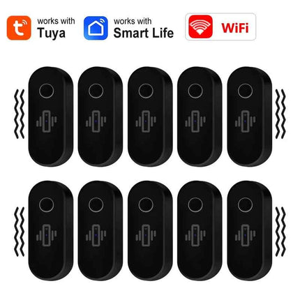 Tuya WiFi Vibration Sensor White Black Door Window Glass Broken Detector Home Security Anti-theft Smart Life APP Real-Time Alert