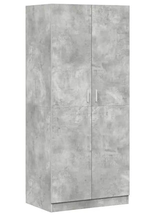 Armadio Grigio Cemento 80x52x180 cm in Legno Ingegnerizzato, Armadio a Colonna Grigio Cemento con Ripiani e Asta Appendiabiti, Soluzione Salvaspazio per la Camera da Letto