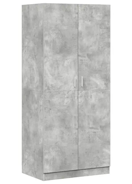 Armadio Grigio Cemento 80x52x180 cm in Legno Ingegnerizzato, Armadio a Colonna Grigio Cemento con Ripiani e Asta Appendiabiti, Soluzione Salvaspazio per la Camera da Letto