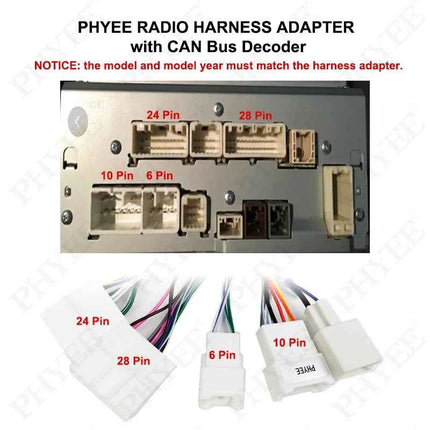 Decodificatore CAN Bus cablaggio 28/24/16 pin, supporto telecamera retromarcia SWC, Android 16 pin, per Toyota Corolla RAV4 Hilux CHR Camry