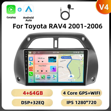 Podofo 8Core 2Din Car Stereo For Toyota RAV4 2001-2006 Multimedia Player WIFI 4G AI Voice BT Carplay Android Car Radio RDS