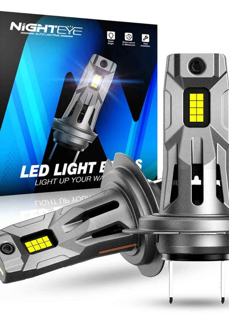NIGHTEYE H7 LED Headlights 20000LM Canbus Mini Size H7 Light Bulbs 60W 6500K White Plug and Play Car Lights with Fan Headlamp