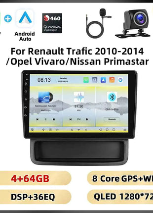 Podofo 10.1'' 8Core Car Audio For Renault Trafic 2010-2014/ Opel Vivaro/Nissan Primastar Carplay Android Auto Qualcomm DSP RDS