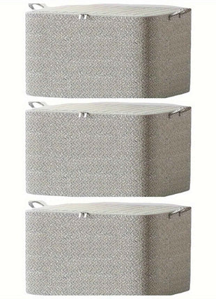 3-Piece Heavy-Duty Foldable Storage Boxes with Lids - Large Stackable Organizing Bins Made of Heavy-Duty Non-Woven Fabric