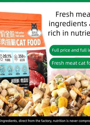 Cat food manufacturers into cats kittens universal fresh meat without grain full price bulk cat staple food 500g