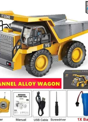 4WD Remote Control Excavator 4x4 Alloy Dump Truck Bulldozer Radio Model RC Car Construction Vehicle Toy Children Kids Gifts