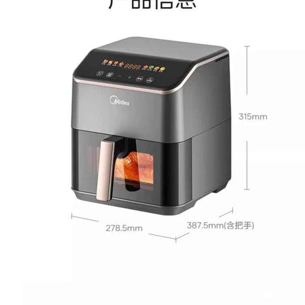Friggitrice ad Aria Midea AI Grande Capacità - Cottura Intelligente, Visiva, Senza Girare