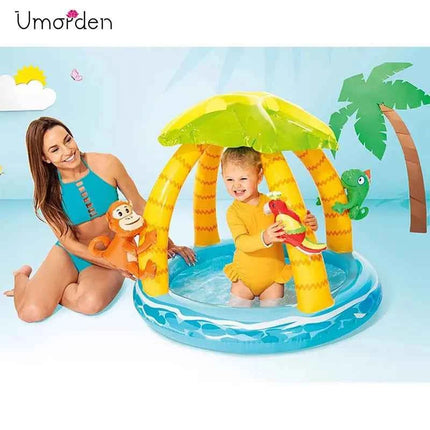 Tropical Island Coconut Tree Design piscina gonfiabile per bambini piscina per bambini con tettuccio parasole 1-3Y divertimento gioco d'acqua all'aperto