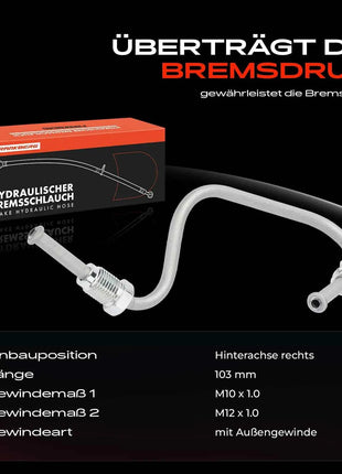 Tubo Freno Posteriore Destro Frankberg 1x per VW Golf Audi A3 Seat Leon Skoda Octavia 1K0611764AA 1K0611764M