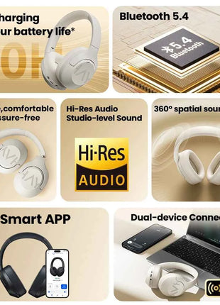 HAYLOU S30 Wireless Bluetooth 5.4 Headphones 43dB Adaptive Noise Cancelling Headsets 40mm Dynamic Driver 80H Playtime Earphones