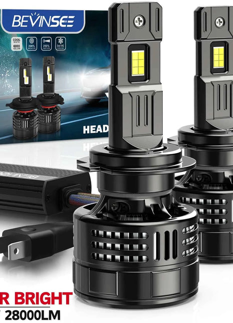 BEVINSEE V55 H7 H4 H11 LED Headlight Bulbs 28000LM 150W 9005 HB3 9006 HB4 9012 HIR2 LED Fog Lights CANbus Super Bright Turbo 12V