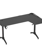 XXXL Large Corner Gaming Desk L Shape Gamer Computer Table RGB LED Lighted Table with Cup Holder and Headphone Hook