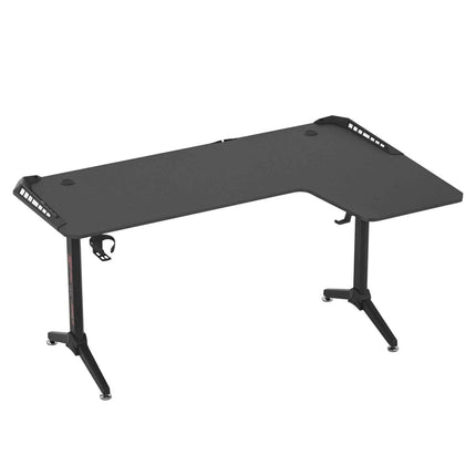 XXXL Large Corner Gaming Desk L Shape Gamer Computer Table RGB LED Lighted Table with Cup Holder and Headphone Hook
