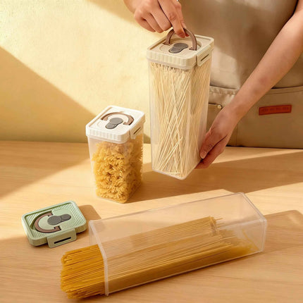 WORTHBUY Pasta Storage Box With Handle Moisture-Proof Plastic Noodles Sealed Can Spaghetti Storage Container Kitchen Organizer