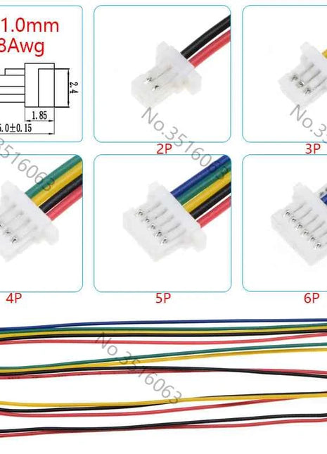 5/10 Pz SH 1.0mm Maschio/Femmina Connettore Con Filo 100/200/300mm Cavo 2/3/4/5/6/8/10P Spille Ponticello linea SH1.0 SHR Per Arduino