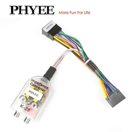 PHYEE Cablaggio convertitore ad alta a bassa impedenza da 16 pin, filtro antirumore trasformatore adattatore uscita linea RCA, Plug & Play per Android per auto
