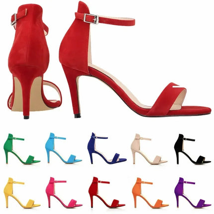 Nuove Scarpe da Donna Sexy con Tacco Alto 9cm, Sandali Estivi con Cinturino alla Caviglia, Scarpe da Festa e Matrimonio Rosse