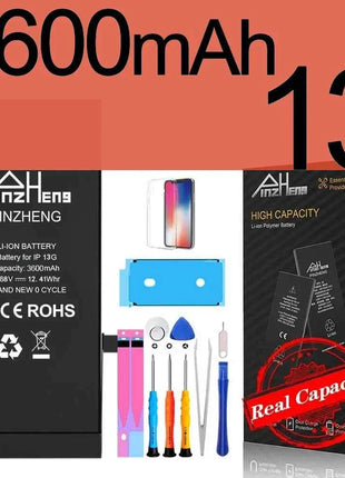 PINZHENG Real High Capacity Battery For iPhone X XR XS Max 12 13 Mini Pro Max 11 Pro Max Replacement Bateria Warranty One Year