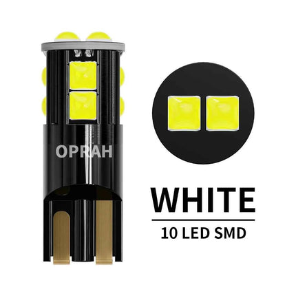 2PCS T10 W5W Canbus LED Bulbs Super Bright 3030 10SMD Car Interior Reading Dome Light Marker Lamp Auto Wedge Parking Bulbs White