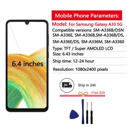 Display AMOLED per Samsung Galaxy A33 5G Display LCD Touch Screen Digitizer Assembly per Samsung A336 Display di ricambio