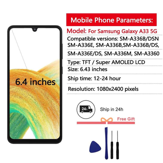 Display AMOLED per Samsung Galaxy A33 5G Display LCD Touch Screen Digitizer Assembly per Samsung A336 Display di ricambio