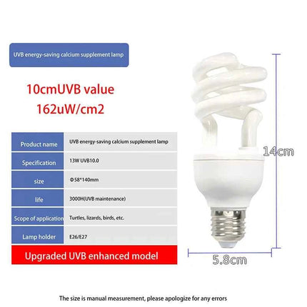 1 Piece 13/26W UV Rays Energy Saving Terrarium Basking Light 5.0 10.0 UVB Reptile Lamp Turtle Lizard Snake Reptiles Heating Lamp