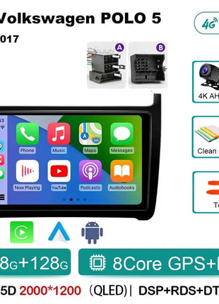 Android 15 For Volkswagen VW POLO 5 Sedan 2008 - 2023 Car Radio Navigation Multimedia Player Carplay Auto Stereo DSP WIFI+4G GPS