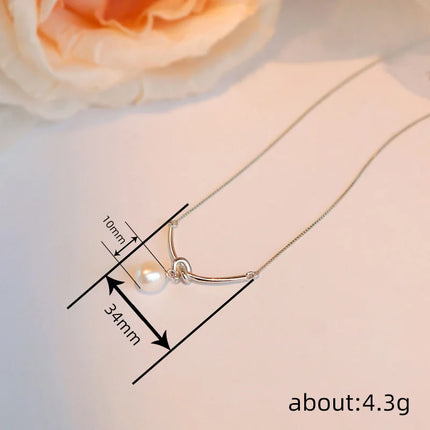 Huitan Elegante Collana con Ciondolo a Nodo per Donna, Perla Sintetica, Accessori Versatili per Matrimoni e Fidanzamenti, Gioielli di Lusso alla Moda per Signore