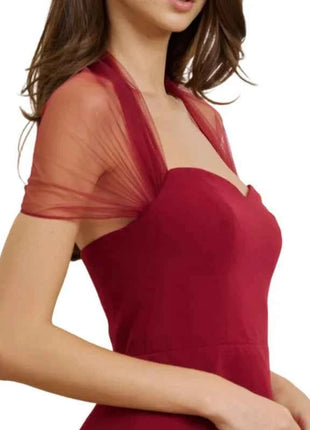 Abito Mini Elegante con Scollo a Cuore e Sciarpa in Tulle, Vestito Aderente Sexy per Feste di Compleanno, Cene, Lauree e Balli di Gala