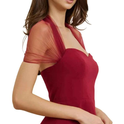 Abito Mini Elegante con Scollo a Cuore e Sciarpa in Tulle, Vestito Aderente Sexy per Feste di Compleanno, Cene, Lauree e Balli di Gala