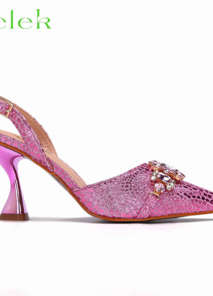 Nuovi arrivi Design speciale colore rosa scarpe e borsa da donna africane Set sandali a punta per la festa di nozze