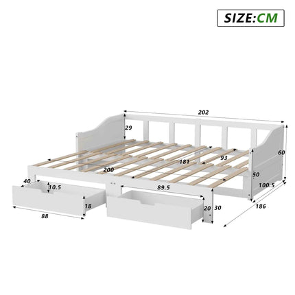 Rosahqnda children's bunk bed 90x200cm with 2 drawers multi-function bed single/double bed,Wooden bed with slatted frame,White