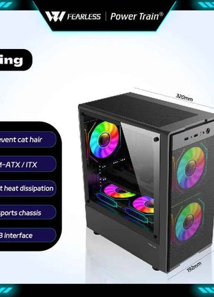 Power Train Flying  PC Case MATX Mini-ITX Chassis SFX/ATX Power Supply Desktop Portable Computer Case U3 port Iron net Panel