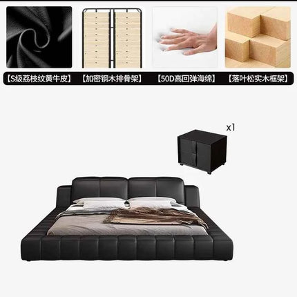 Italian tatami 180x200cm Artificial leather high Headboard bed luxury Double bed furniture queen frame bed sets full furniture