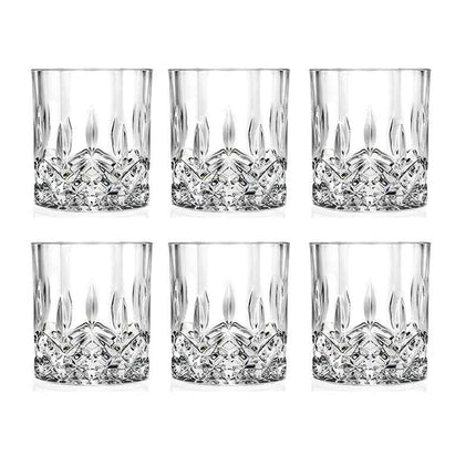 Set Bicchieri Whiskey in Vetro Crystal 230ml con Rilievi Trasparenti per Bar e Casa