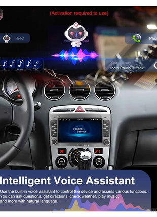 Podofo Wireless CarPlay AI Voice Car Radio Android Auto DSP GPS Multimedia Player For Peugeot 308 (T7) /408 FM/RDS EQ BT WIFI
