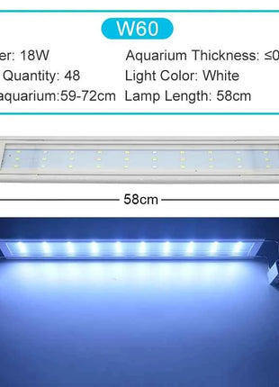 Aquarium LED Light Super Slim Fish Tank Aquatic Plant Grow Lighting Waterproof Bright Clip Lamp Blue LED 18-72cm for Plants 220v