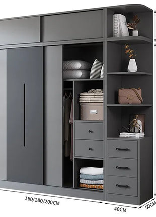 Nuovi Modelli di Armadio ad Angolo dal Design Semplice con Cassetti per lo Stoccaggio, Prezzo all'Ingrosso, Guardaroba in Legno Grigio Personalizzato per Camera da Letto