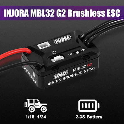 INJORA MBL32 G2 Waterproof Brushless ESC & 1721 Purple Viper Outrunner Motor for 1/24 Axial SCX24