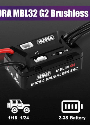 INJORA MBL32 G2 Waterproof Brushless ESC & 1721 Purple Viper Outrunner Motor for 1/18 TRX4M Ascent-18