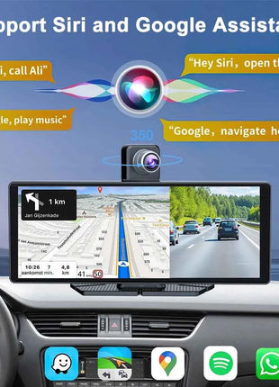 Universal 10.26" Car Intelligent 4K 360° Rotatio Car DVR Dash Cam Wireless CarPlay & Android Auto Bluetooth WIFI Rear Reversing