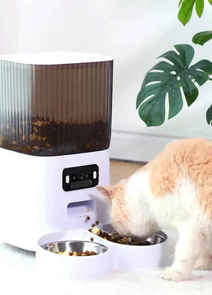 5L Double Bowls Smart Automatic Cat Feeder With Camera Cat Dry Food Video Dispenser Pet Smart Voice Recorder Auto Feeder For Dog