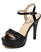 Women's Sexy Platform Stiletto Sandals - Bling Peep Toe Evening Shoes