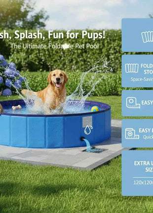 Piscina pieghevole per cani – Struttura robusta in PVC, design antiscivolo e valvola di scarico rapido