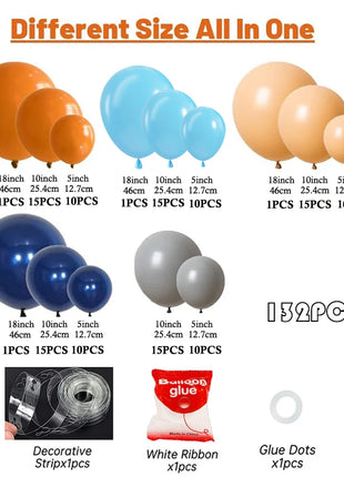 Kit Arco di Palloncini Blu, Arancioni, Grigi e Nude per Decorazioni Festa a Tema Cartoni Animati Bluey, Bingo, Cuccioli, Compleanno, Margherite