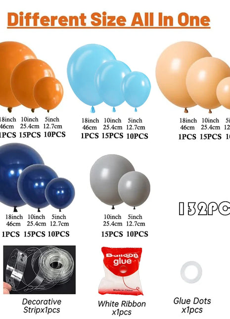 Kit Arco di Palloncini Blu, Arancioni, Grigi e Nude per Decorazioni Festa a Tema Cartoni Animati Bluey, Bingo, Cuccioli, Compleanno, Margherite