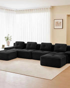 4-Seater Boneless Modular Sofa with U-Shaped Chair Length, Living Room Comfortably Padded Corduroy Cloud Sofa, Non-Slip Design