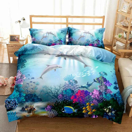 Sunset Play Dolphins 3d Bedding Set without sheet Single Twin Double Queen King Cal King Size Bed Linen Set