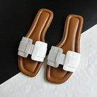 2025 Pantofole moderne da donna Estate all'aperto Comode pantofole piatte Pantofole in pelle di lusso Sandali da donna Scarpe casual con diapositive
